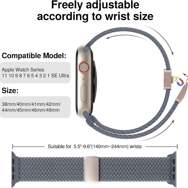 STRAPTIQUE Braided Stretchy Band Compatible with Apple Watch Bands