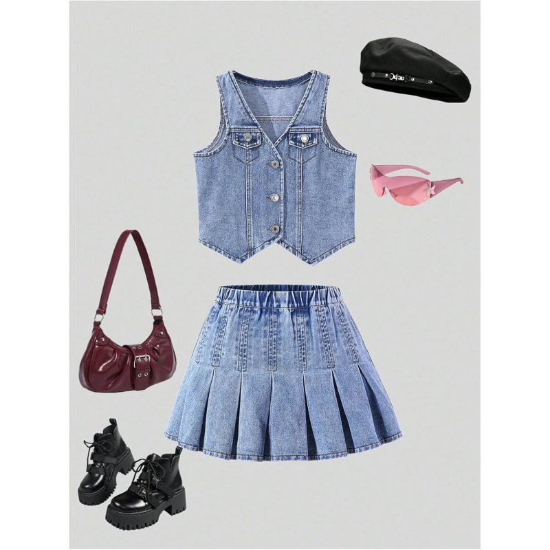 Girl's Two Piece Y2K Cute Outfits