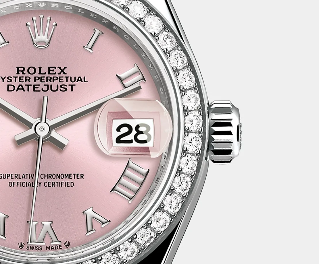 Classic watches LADY-DATEJUST Oyster, 28 mm, white gold and diamonds