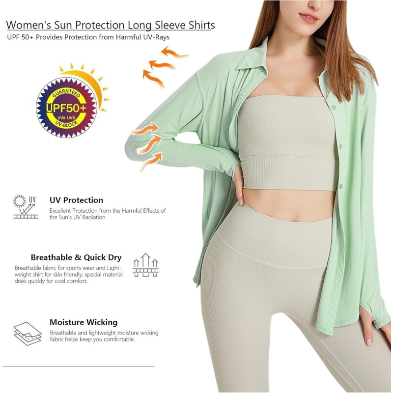 AURETOP Women's UPF 50+ UV Sun Protection Long Sleeve