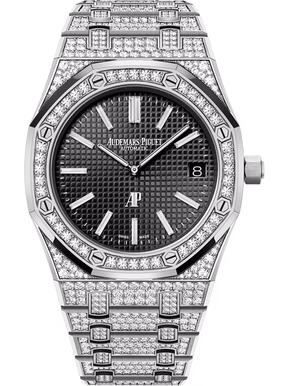 ROYAL OAK Black Dial White Gold Bracelet