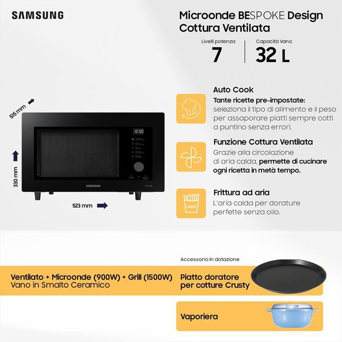 SAMSUNG - Forno microonde MC32DG7646KKE1-VETRO NERO