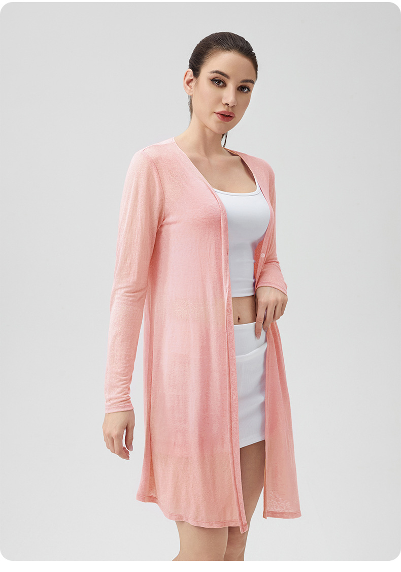 Women's Long Sports Cardigan for Spring/Summer, Loose Fit, Breathable, Outdoor Running, Yoga, Fitness Jacket, Sun Protection, Long Sleeve