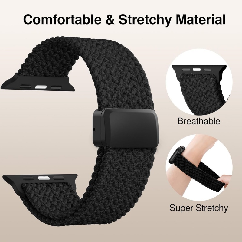 STRAPTIQUE Braided Stretchy Band Compatible with Apple Watch Bands