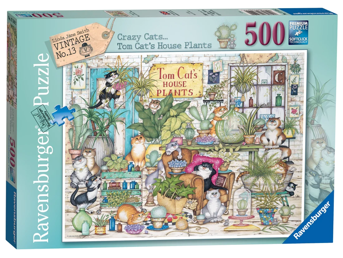 Vintage No. 13 Crazy Cats Tom Cat's House Plants 500 Piece Puzzle