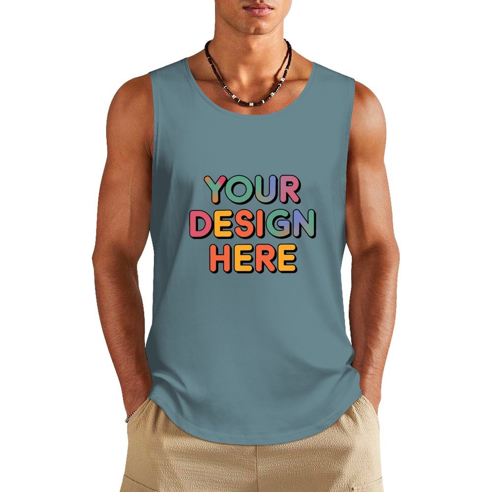 Personalized Custom Men’s 100% Cotton Sleeveless Vest