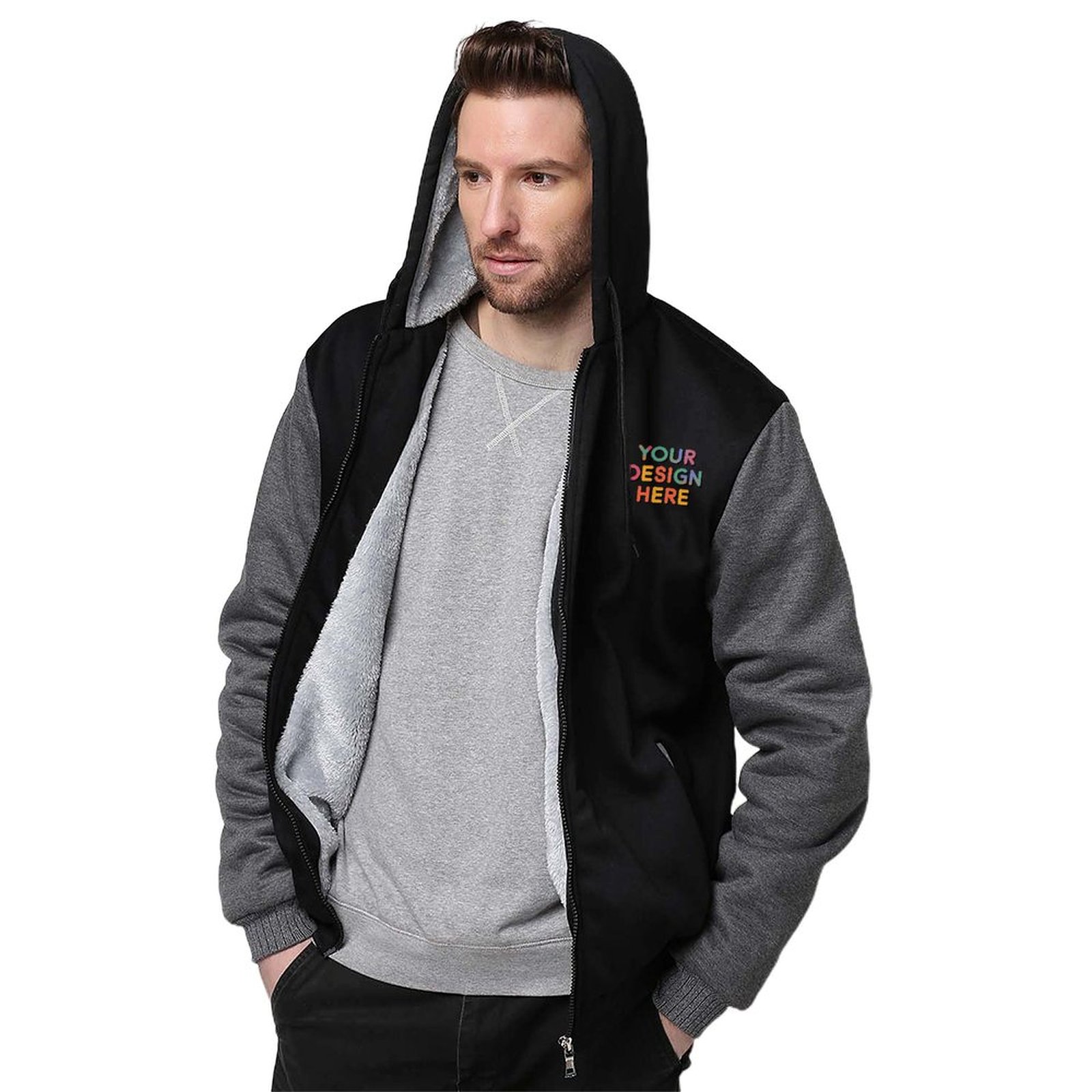 Personalized Custom Men’s Exquisite Craftsmanship Full Zip Hoodie