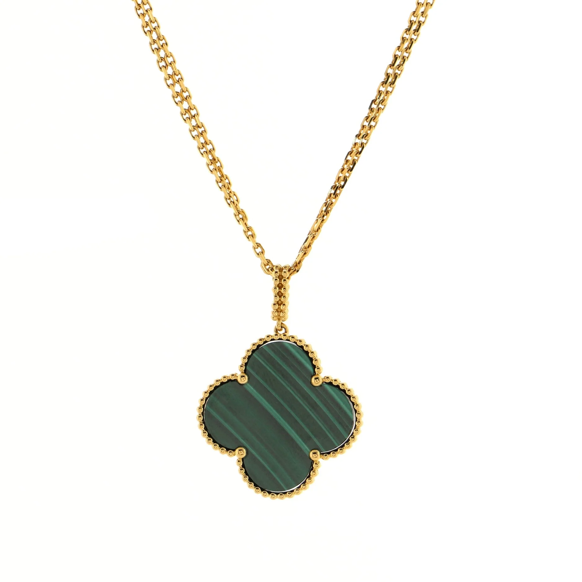 Magic Alhambra Pendant Necklace 18K Yellow Gold and Malachite
