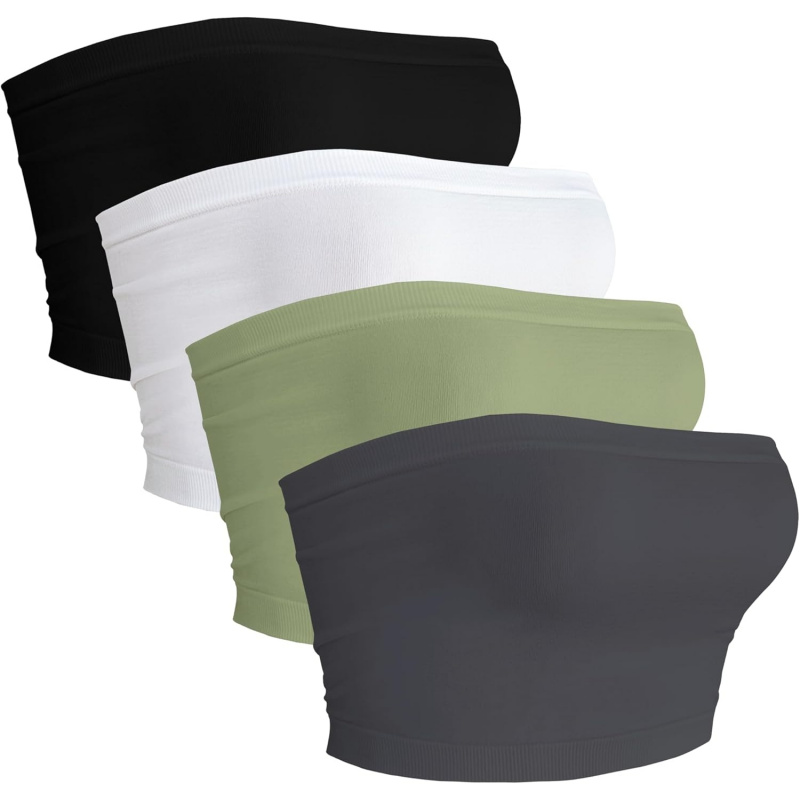 AURETOP 4 Pieces Tube Top Strapless Tops