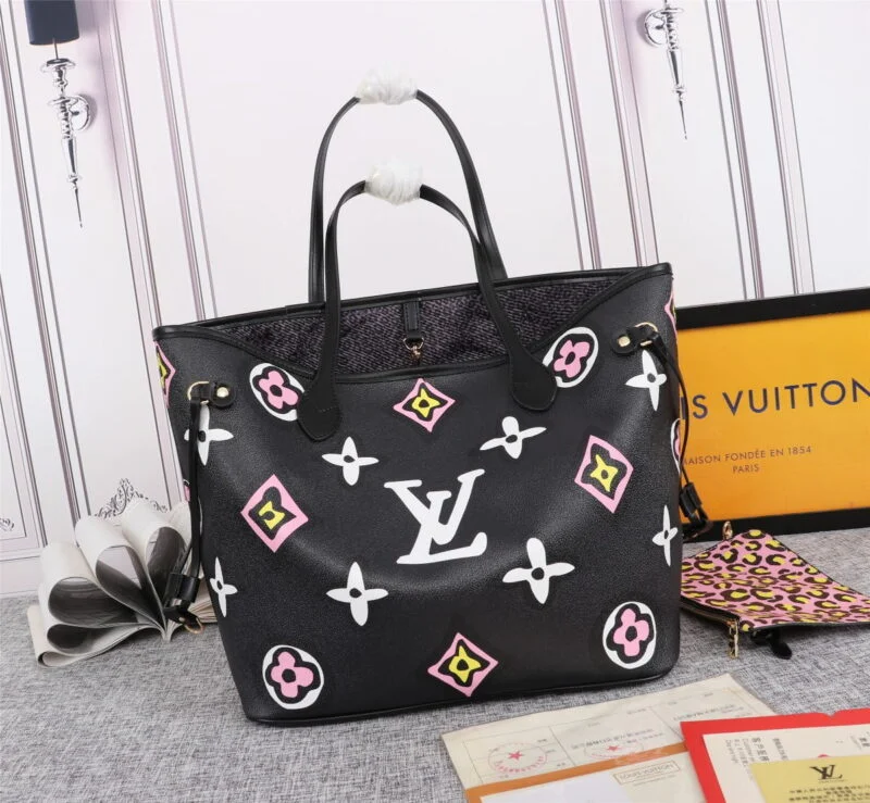 Louis Vuitton Neverfull Mm Tote Bag Black/White M45818