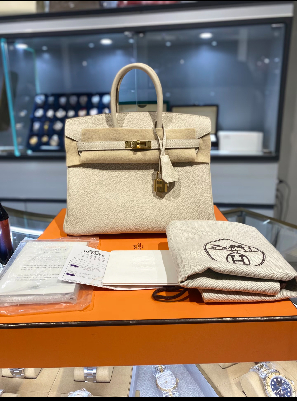 Hermès Birkin 25-35 Craie Cream White Togo Leather Custom