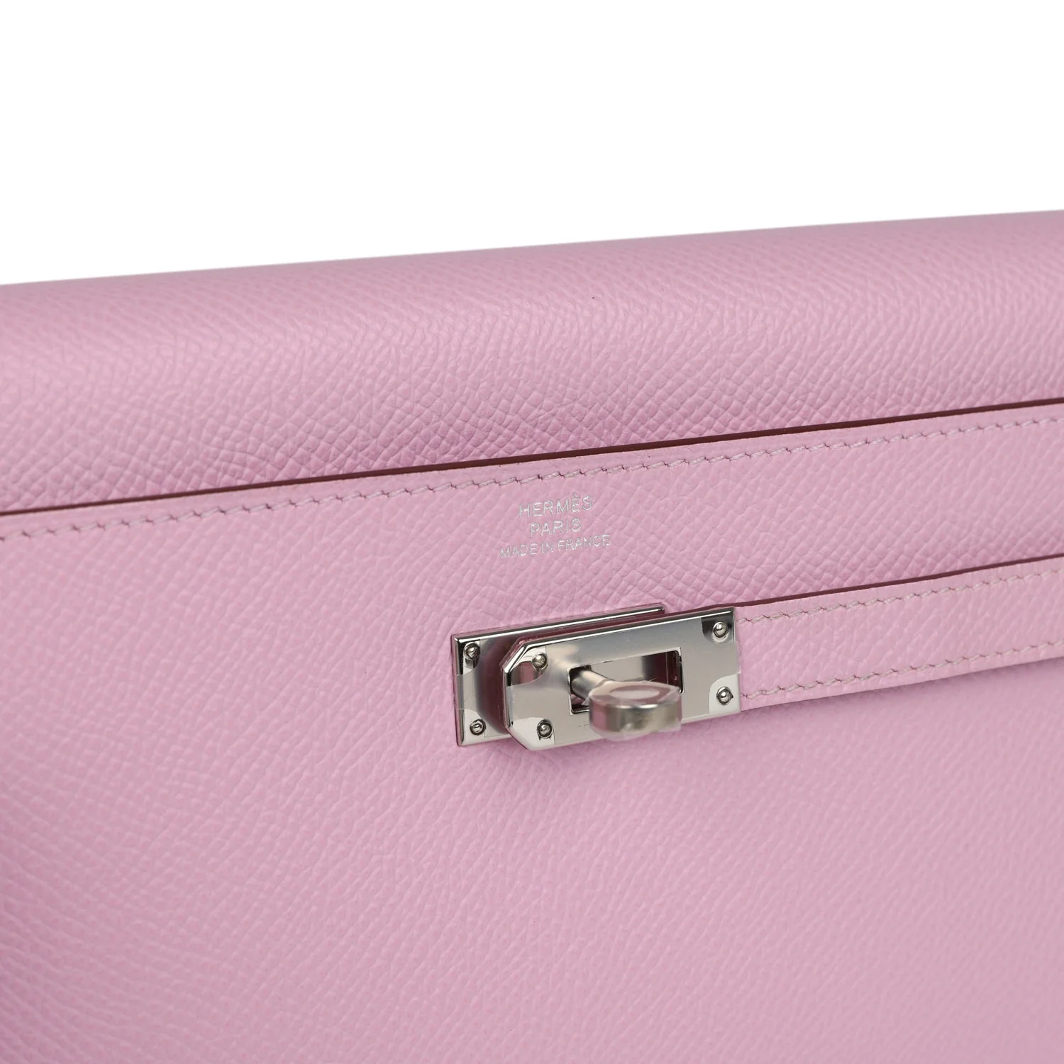Hermes Kelly Wallet To Go Mauve Sylvestre Epsom Palladium Hardware