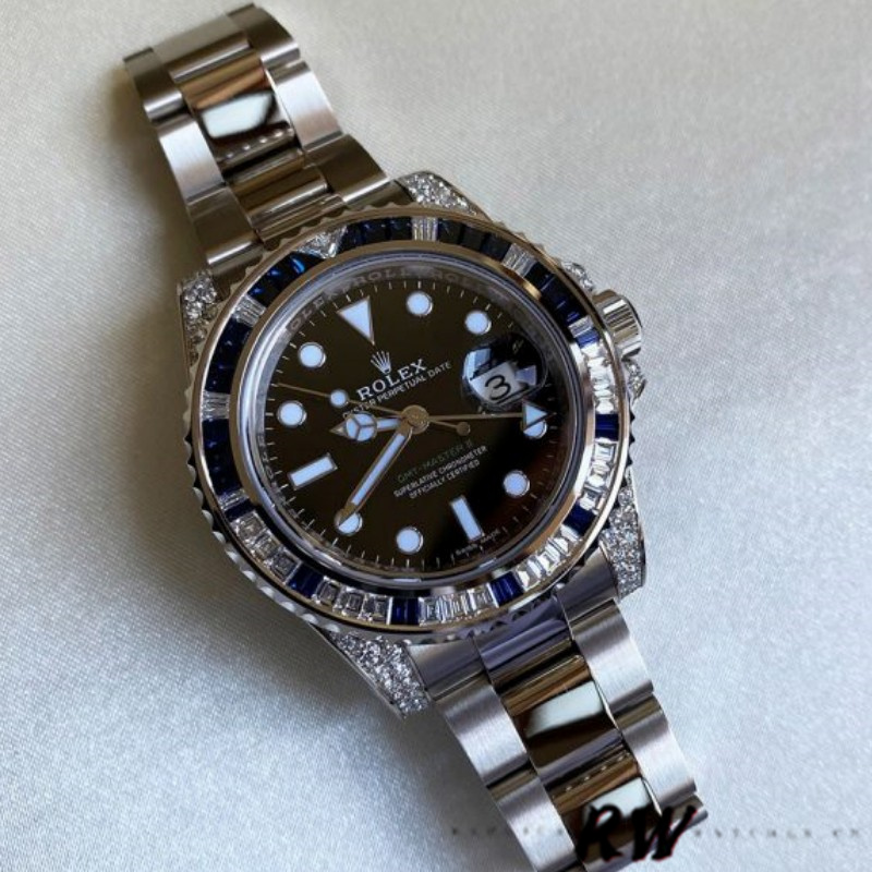 Rolex GMT Master II 116759SA Black Dial White Gold 40mm Mens Replica Watch