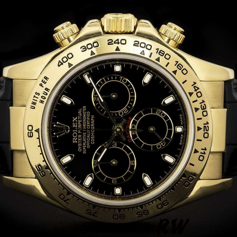 Rolex Cosmograph Daytona 116518 Black Leather Strap 40MM Mens Replica Watch
