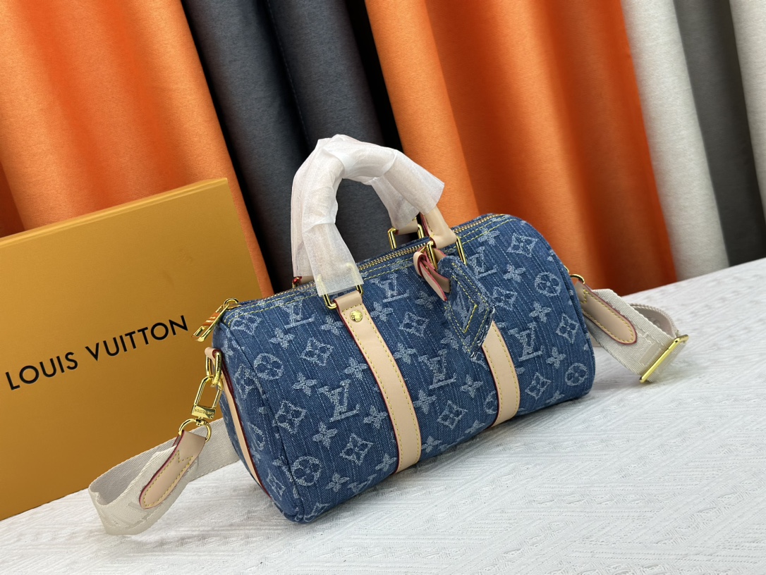 Louis Vuitton M46271 Keepall 25 Denim Cowboy Shoulder Bags Size 25*15*11cm