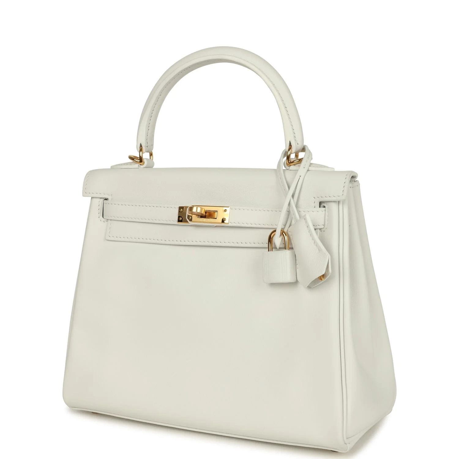 Hermes Kelly Retourne 25 New White Swift Gold Hardware