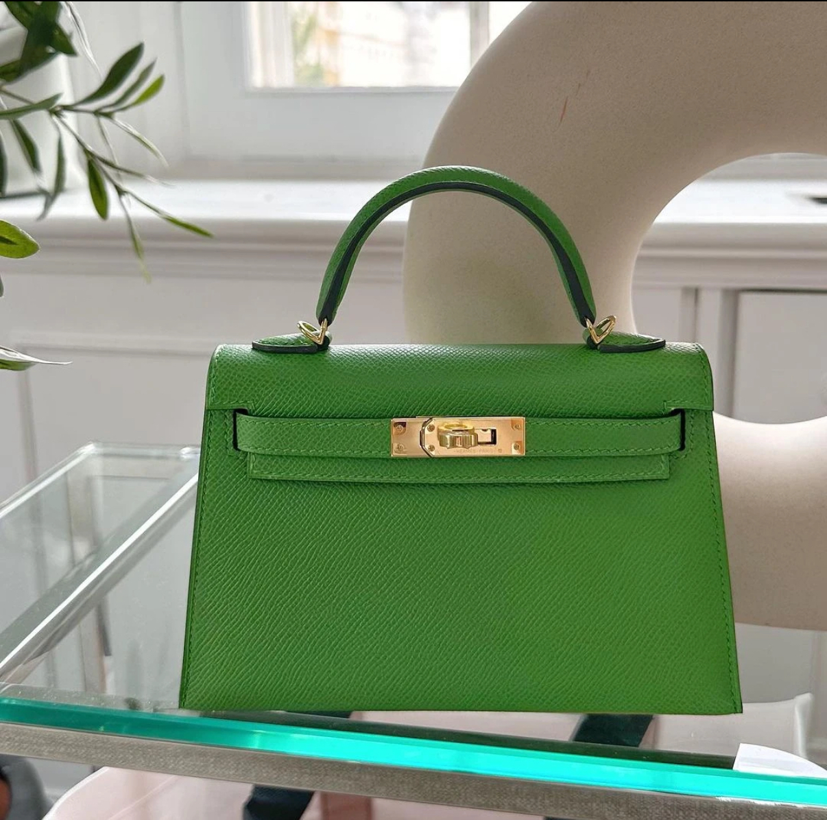 Hermès Kelly Mini 2 Velvet Green Gold Buckle Epsom customize