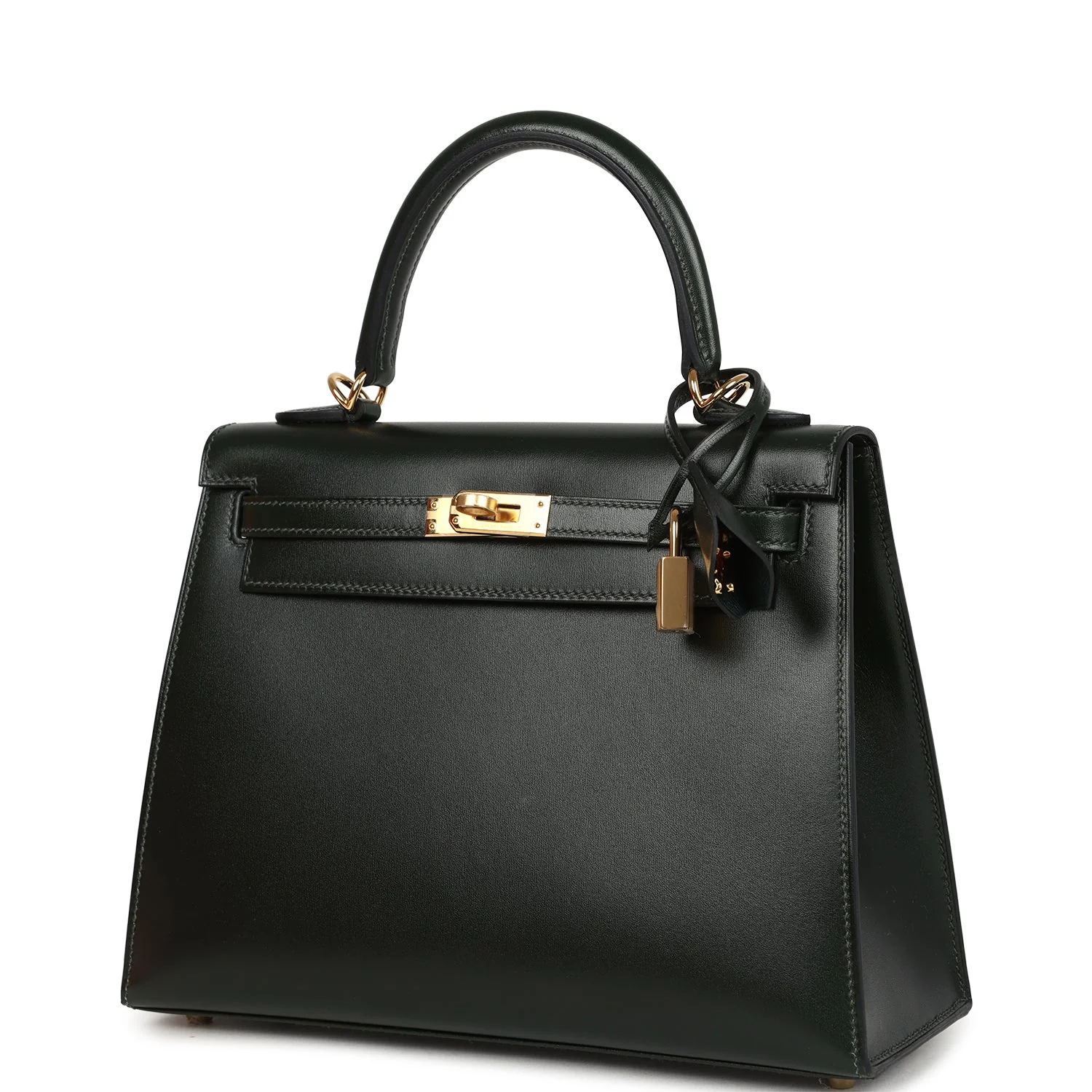 Hermes Kelly Sellier 25 Vert Fonce Box Gold Hardware