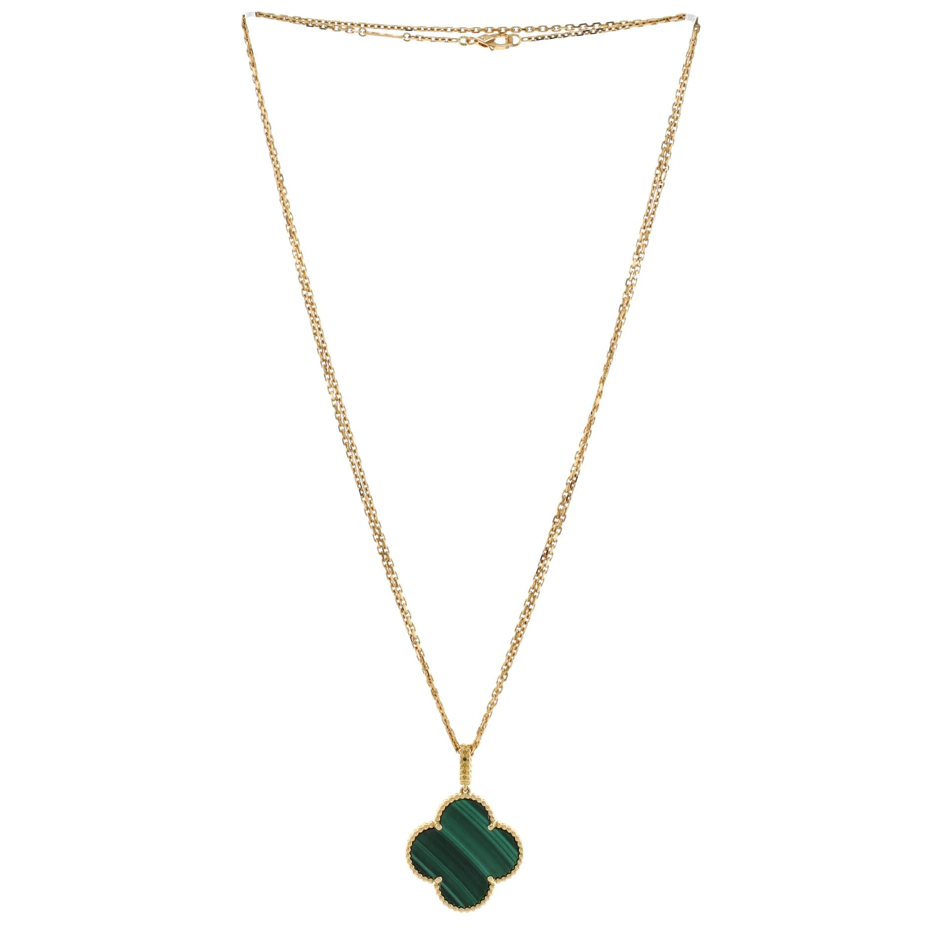 Magic Alhambra Pendant Necklace 18K Yellow Gold and Malachite