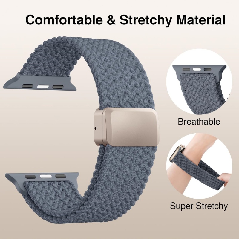 STRAPTIQUE Braided Stretchy Band Compatible with Apple Watch Bands