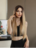 Women's long straight wig with realistic human hair, super natural and lifelike, suitable for both sweet and edgy styles, perfect for everyday wear.
