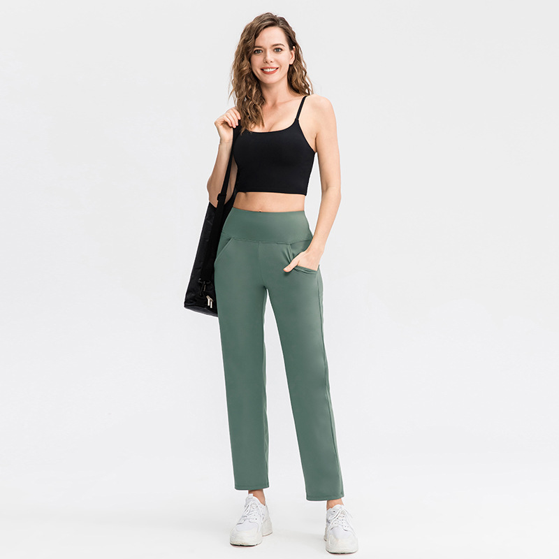 Women's Loose Yoga Pants, Double-Sided, Skin-Friendly, High-Waisted, Elastic Fitness Training Pants, Running Sports Pants