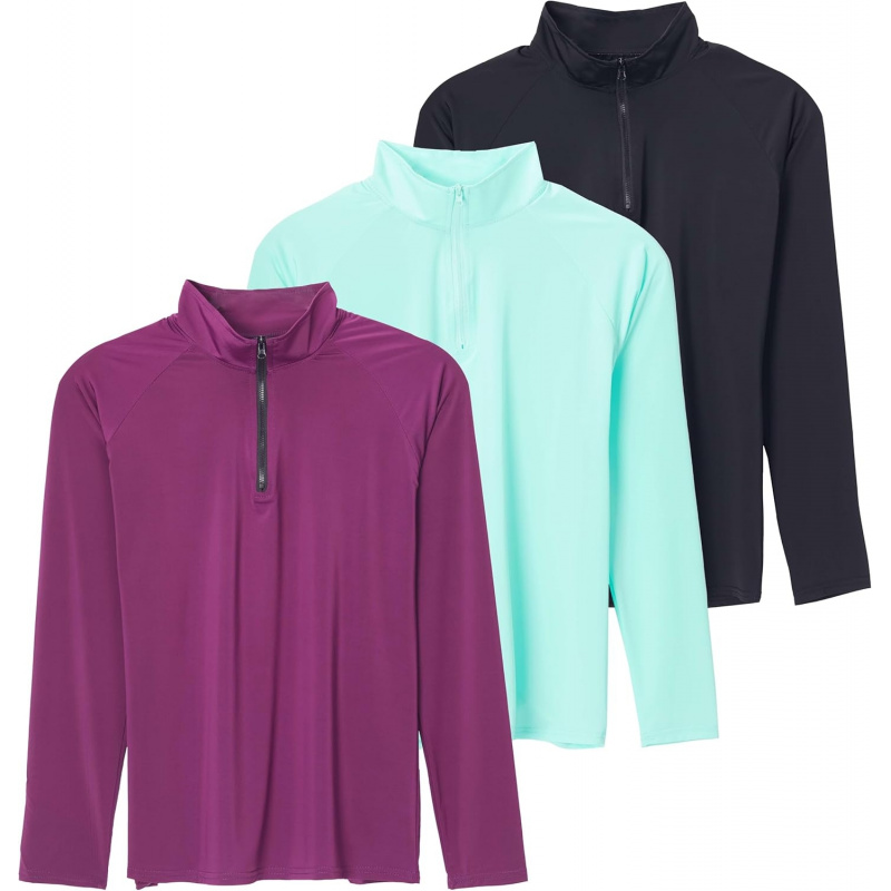 AURETOP 3 Pack: Women's 1/4 Zip Rash Guard