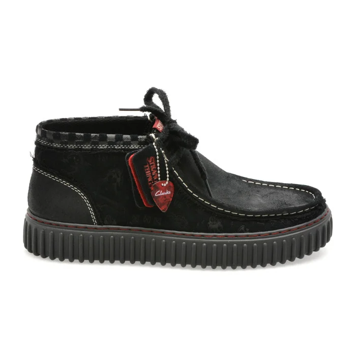 Ghete CLARKS negre, TORHILL HI ST, din piele intoarsa