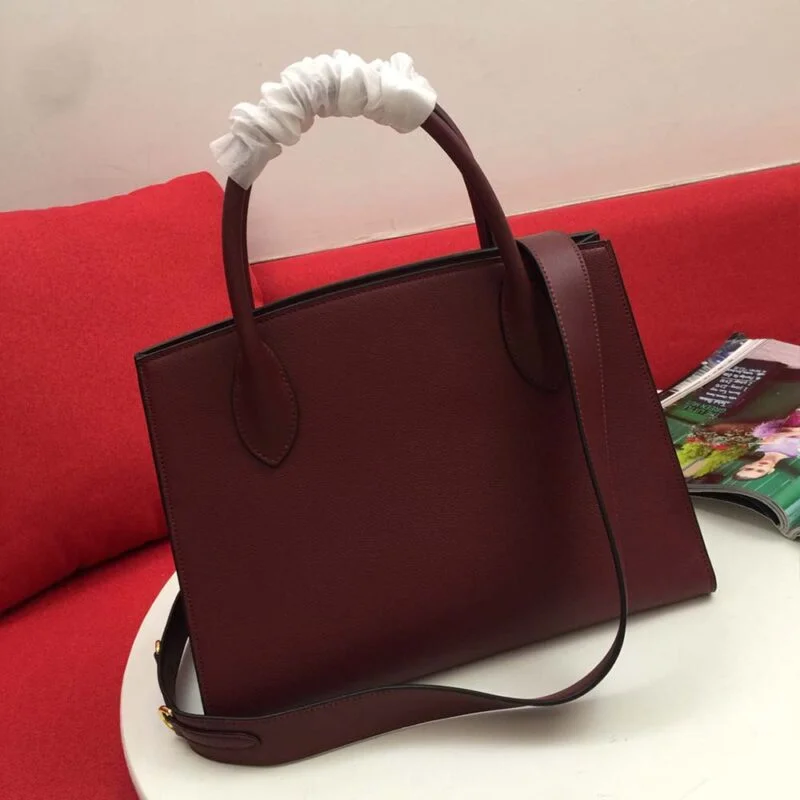 Prada Medium Saffiano Leather Monochrome Bag 1Ba155(66158) Wine