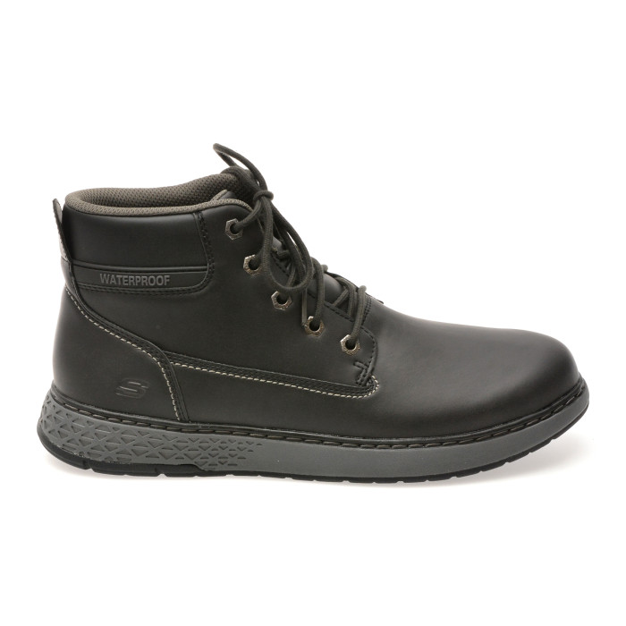 Ghete SKECHERS negre, GARLAN, din piele ecologica