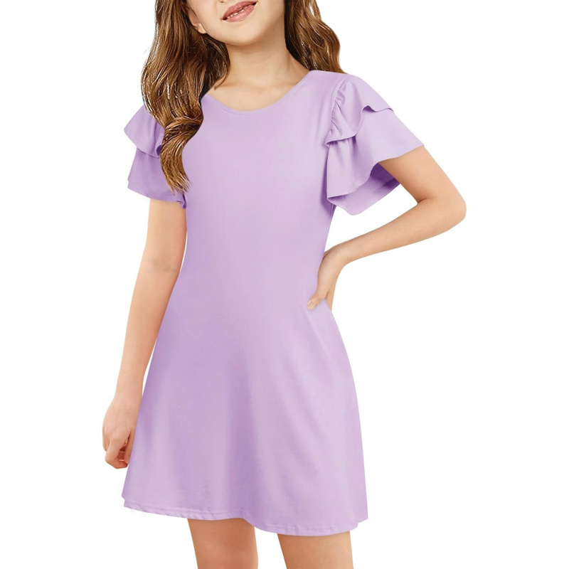 Girls Ruffle Sleeve Dresses
