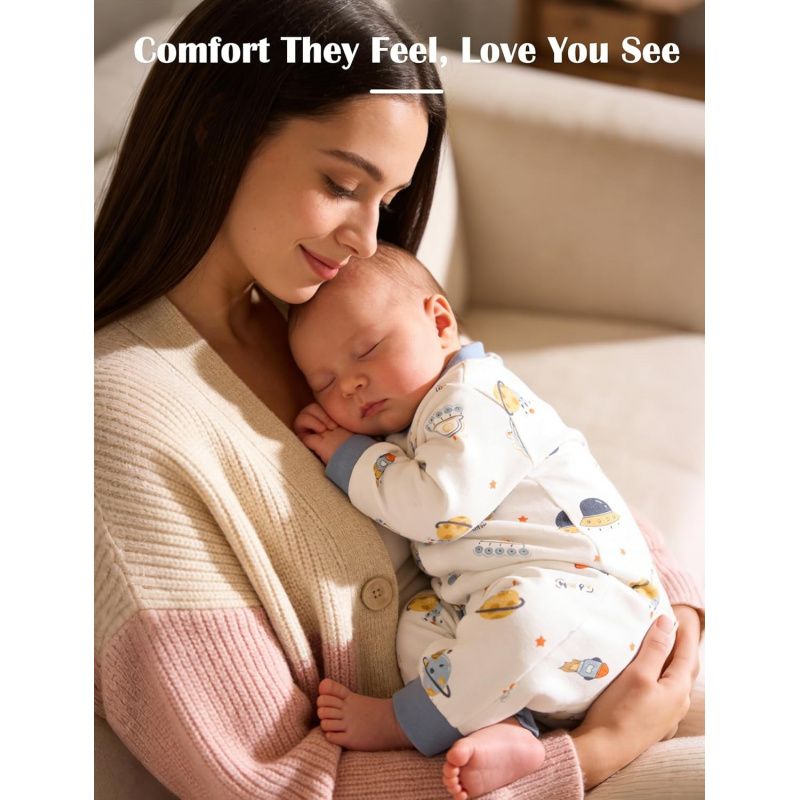 VAELIRAEL Newborn Baby Boys 2 Pack Cotton Romper