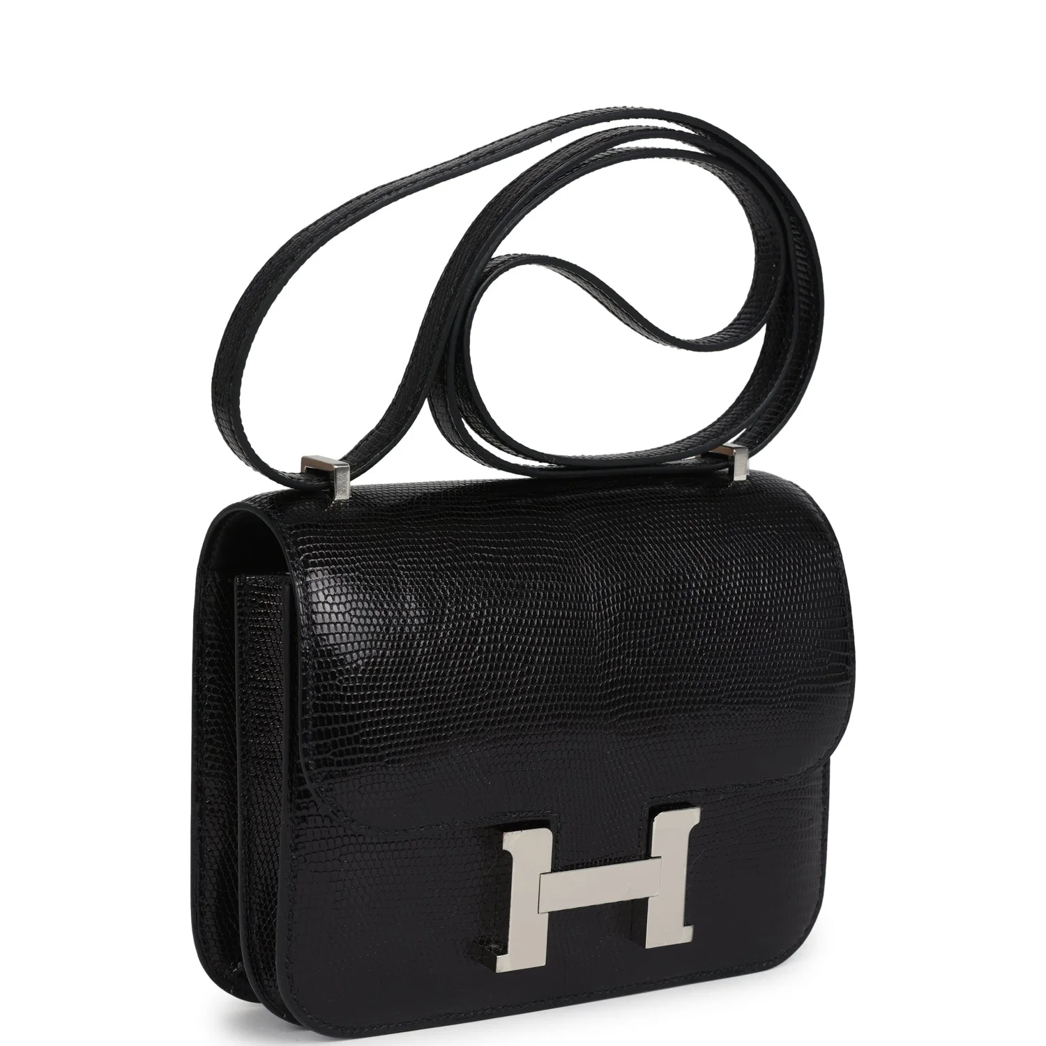 Hermes Constance 18 Black Varanus Niloticus Lizard Palladium Hardware