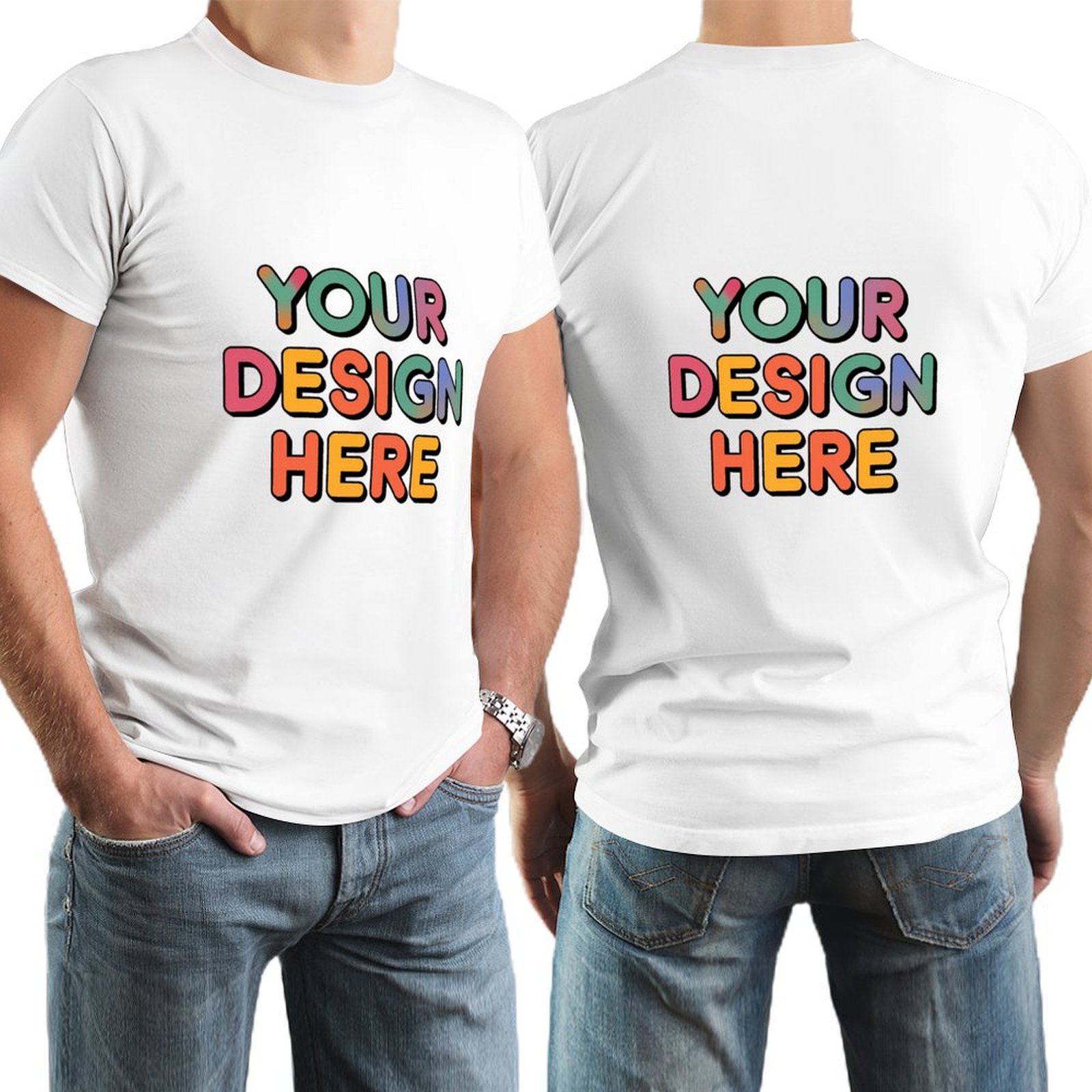 Personalized Custom Men’s Durable Cotton T-Shirt with Double-Sided Design