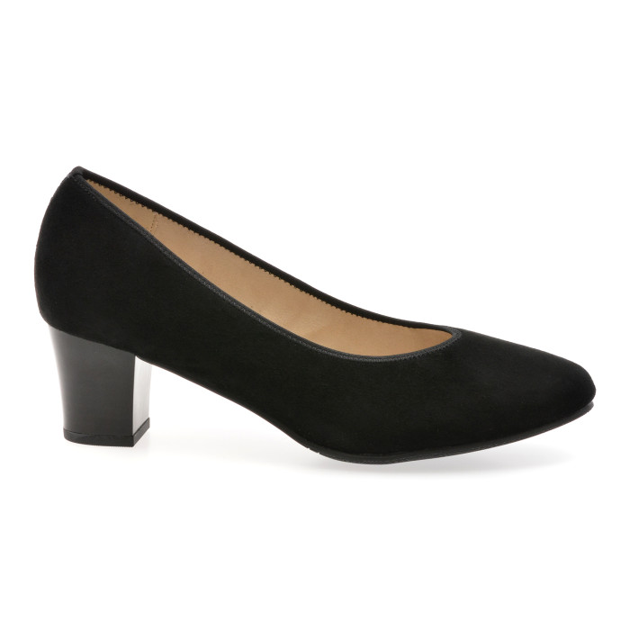Pantofi eleganti RIEKER negri, 44650, din piele intoarsa
