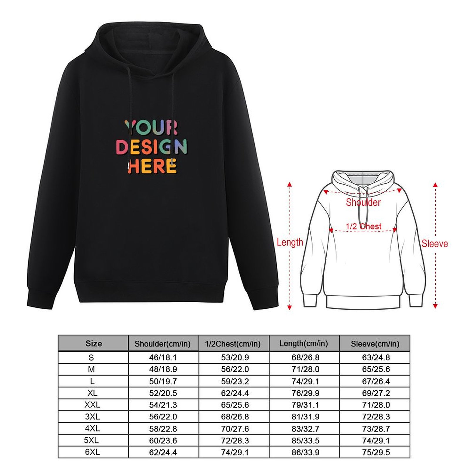 Custom Men’s Comfortable Front Print Hoodie Without Pockets