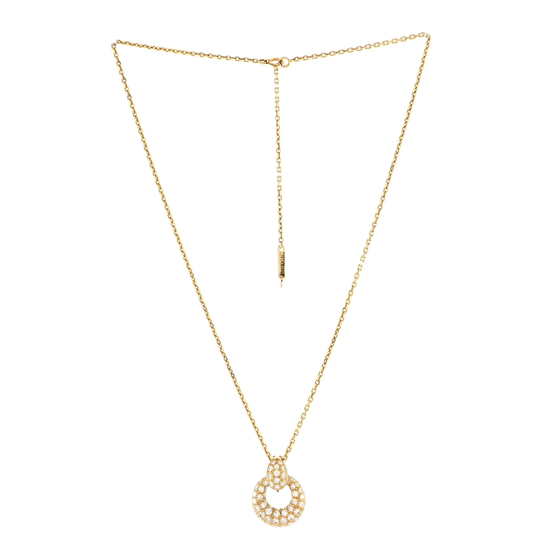 Interchangeable Round Pendant Necklace 18K Yellow Gold with Diamonds