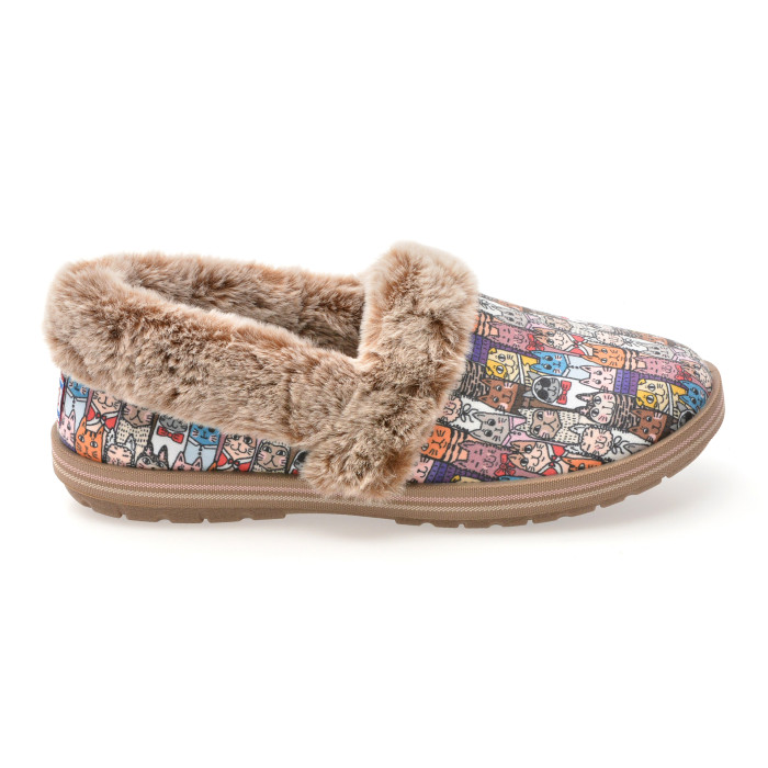 Papuci SKECHERS multicolor, BOBS TOO COZY, din material textil