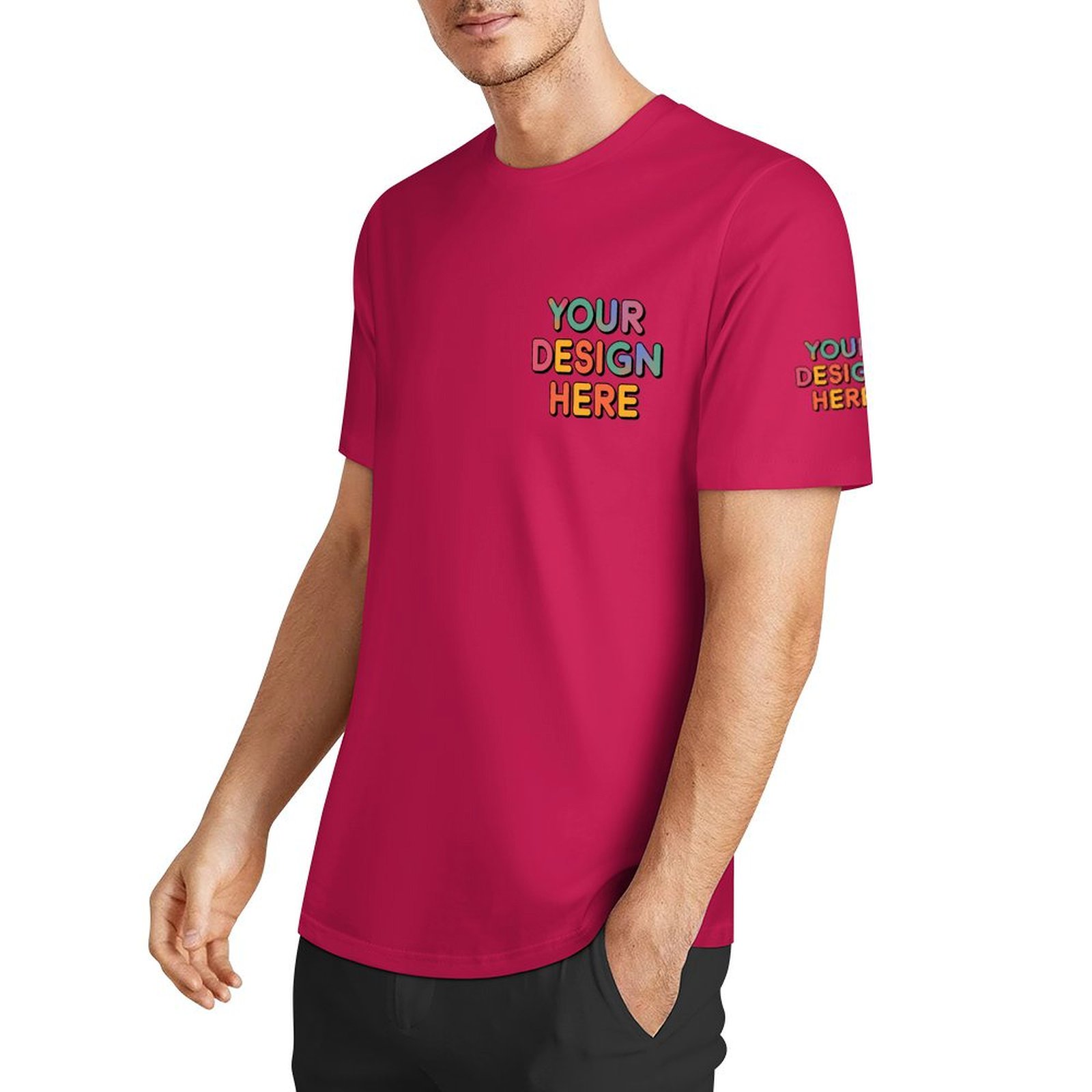 Personalized Custom Men’s Essential Summer T-Shirt with Chest and Sleeve Print