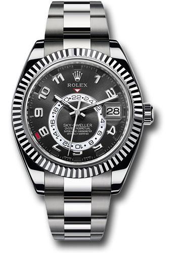 Rolex,Sky-Dweller White Gold Sky-Dweller Watch - Black Arabic Dial - Oyster Bracelet - 326939 bk