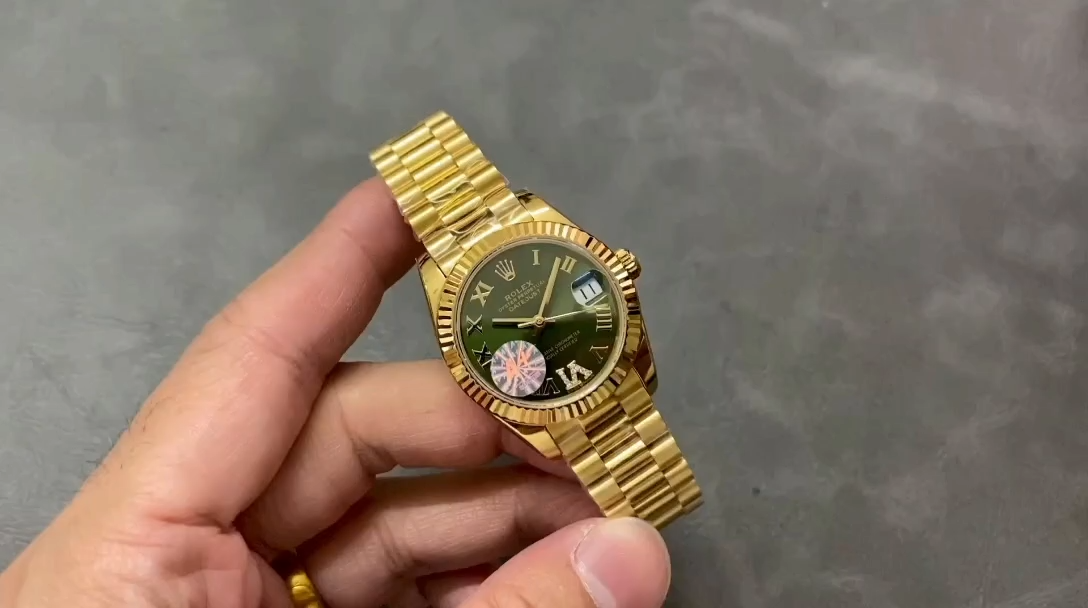 Rolex Datejust 31 Yellow Gold Green Dial m278278 0030 Women's Watch