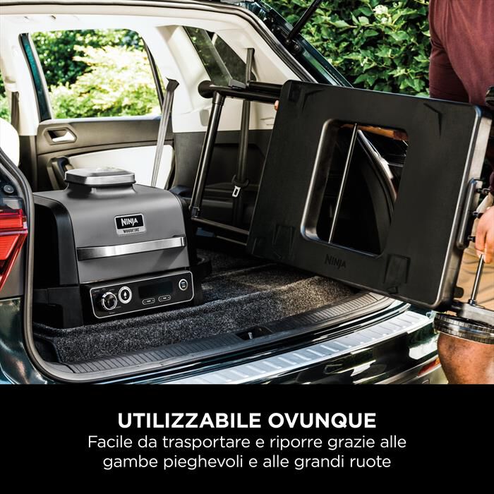 NINJA - Carrello pieghevole BBQ elettrico Woodfire-NERO