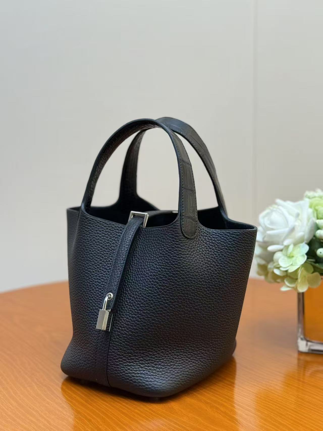 Hermes Picotin Basket with Touch Crocodile Handle