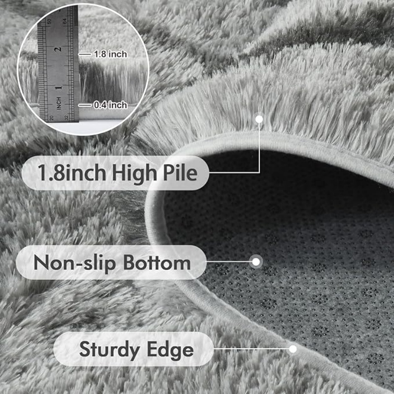 6x9 Ft Large Shag Black Rug for Living Room