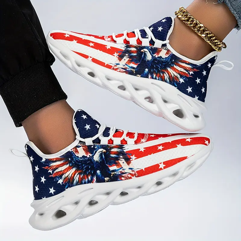 Sports Shoes With The Design Of The Flag And Eagle Patterns