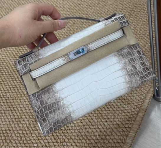 Kelly Pochette  in Himalaya  Crocodile with Palladium Hardware - Artisantouchss