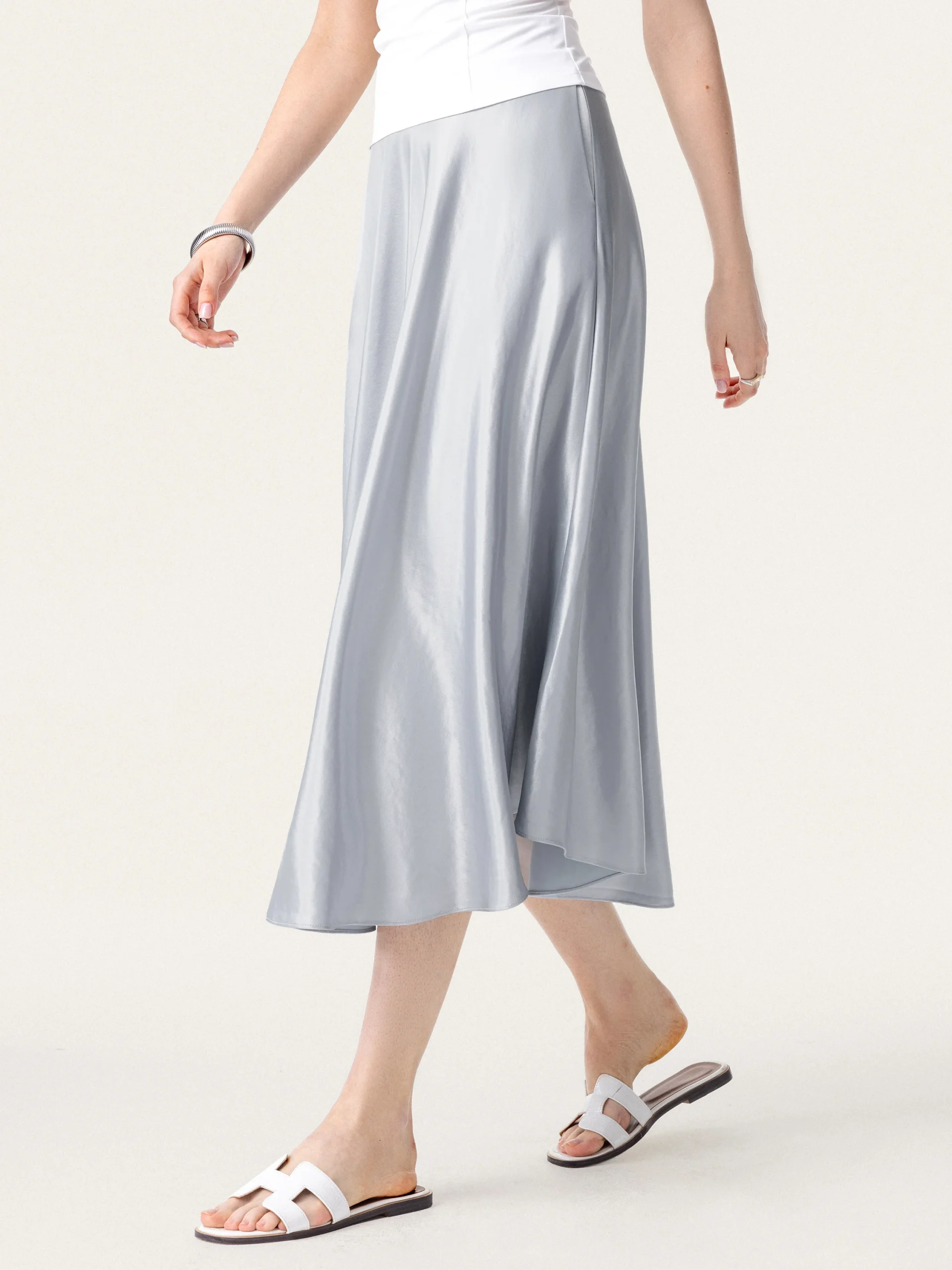 Bias-cut Acetate Maxi Circle Skirt with Pockets