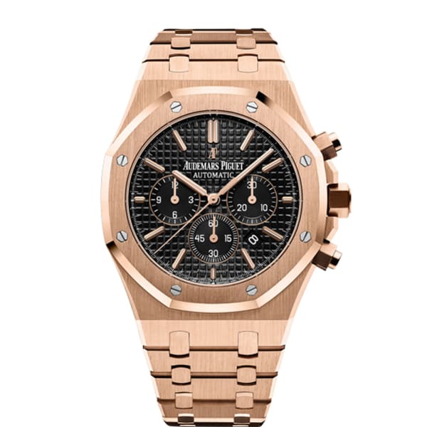 【Super Clone】Audemars Piguet Royal Oak Chronograph Black Dial 41mm 18k Pink Gold Watch 26320OR.OO.1220OR.01