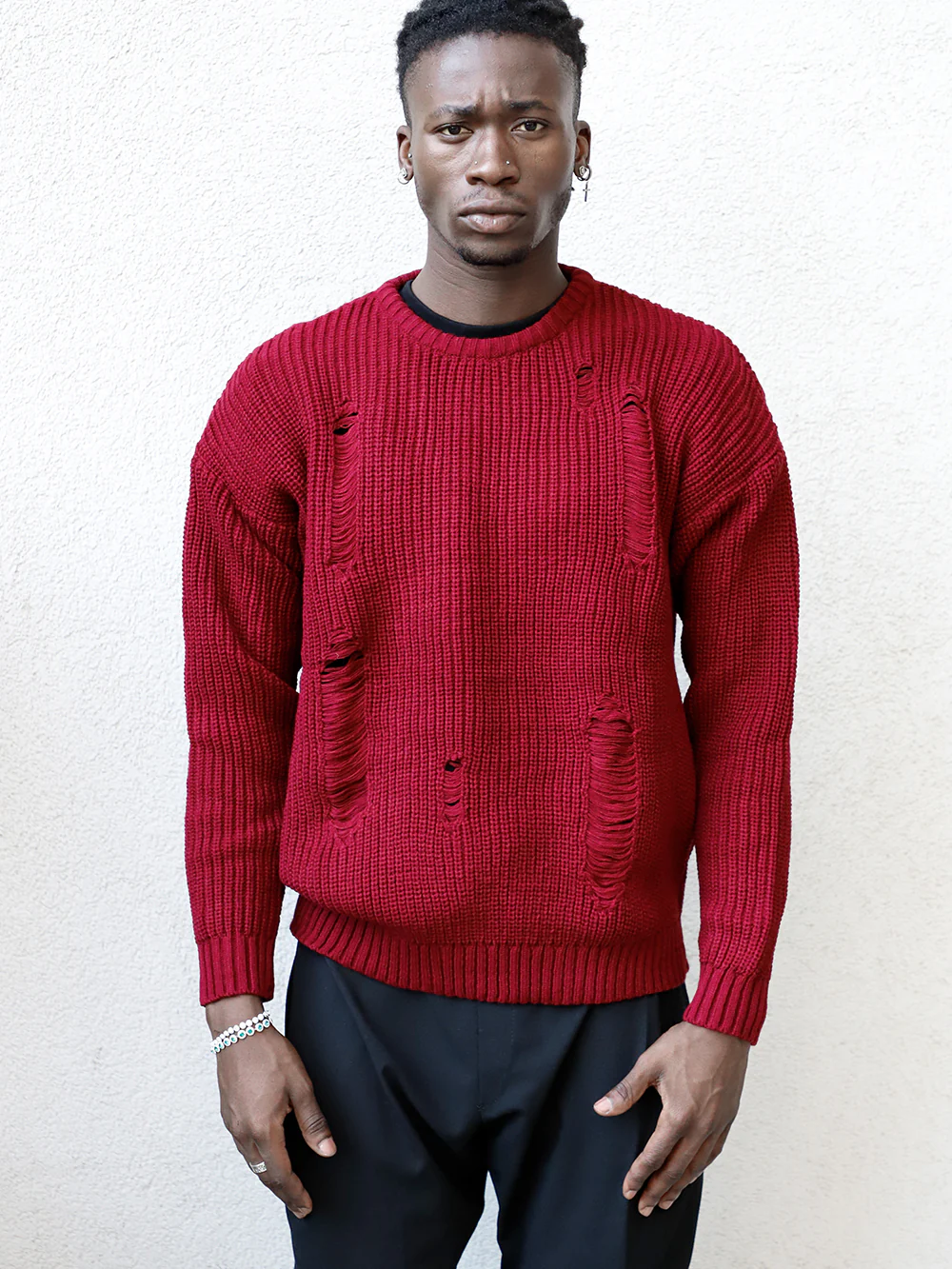 DISTRESSED GENTLEMAN SWEATER | BURGUNDY
