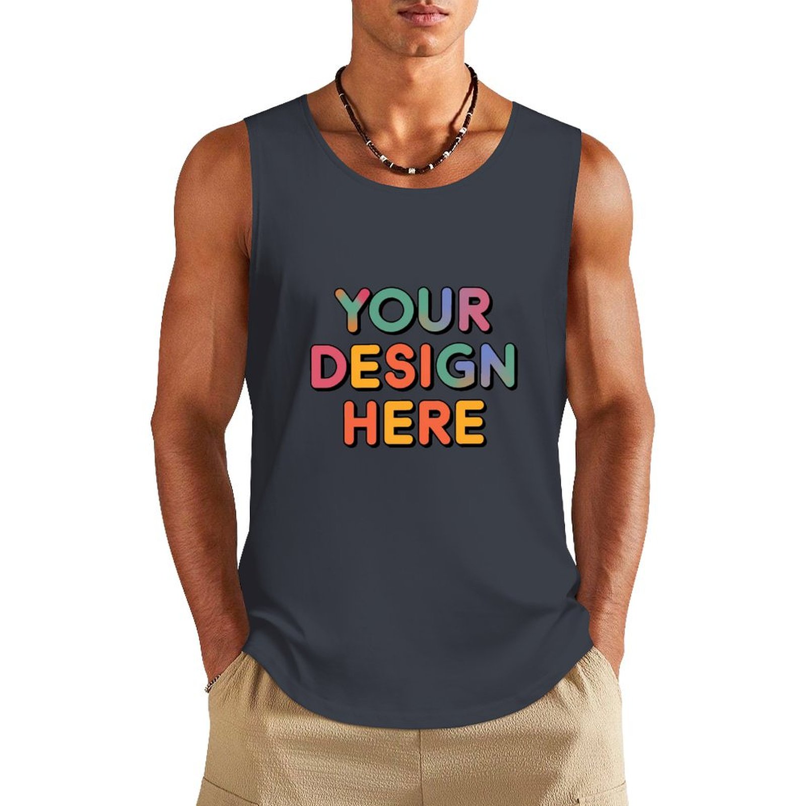 Personalized Custom Men’s 100% Cotton Sleeveless Vest